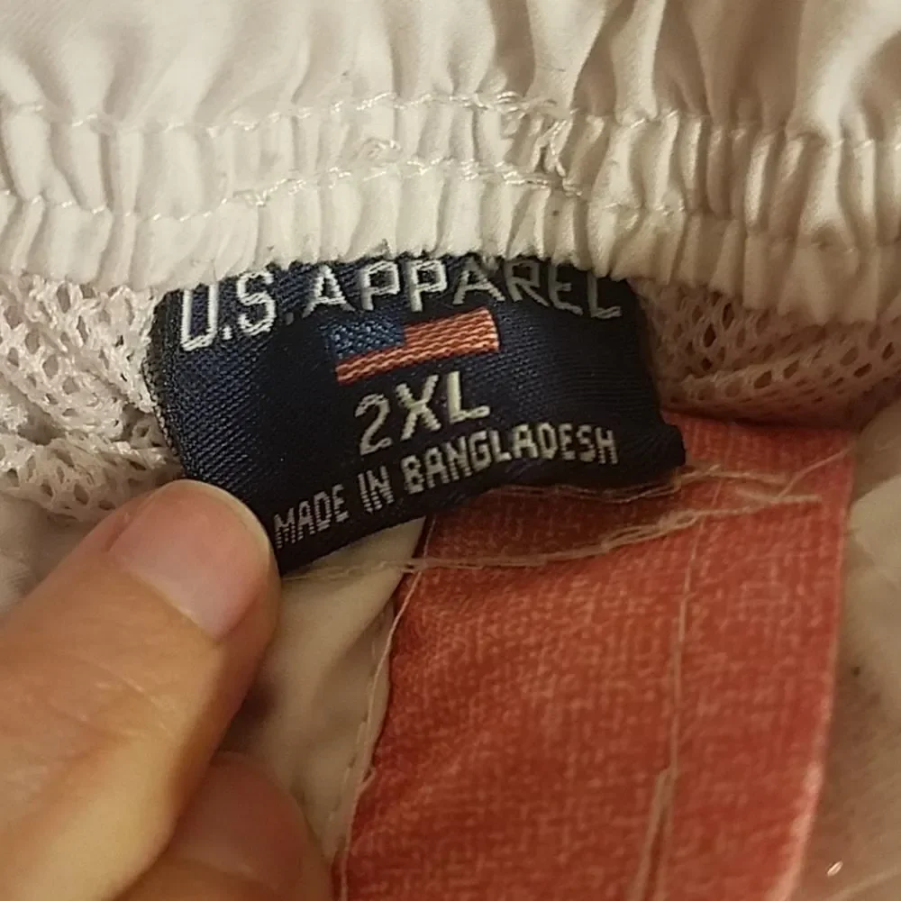 U.S. Polo Assn. Men's Pink‎ White Hawaiian Mesh Lined Swim Trunks Size 2XL
